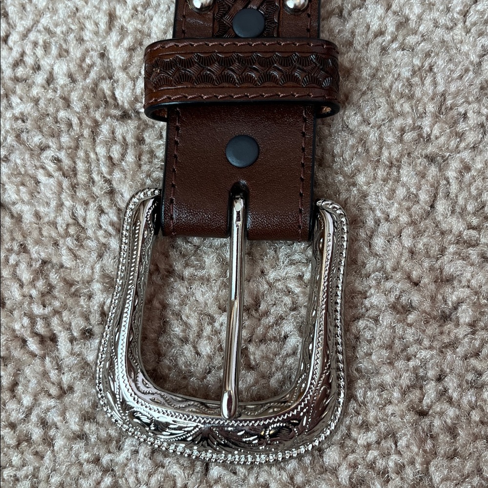 3-D Leather Unisex Beaded Studded Belt - Picture 3 of 8